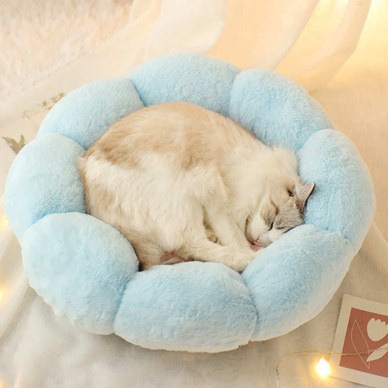 Cama Redonda de Peluche para Gatos — Cálida para Invierno
