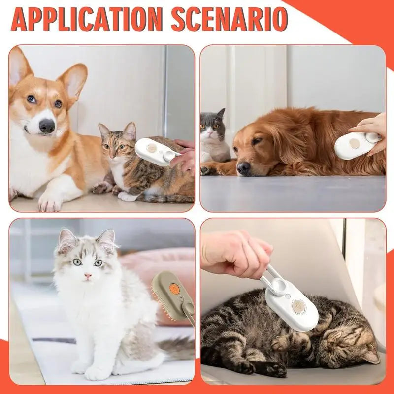 Pet Steam Brush Cat And Dog Deshedder Tool for Grooming And Hair