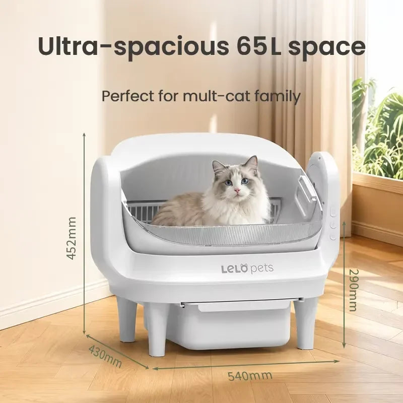 Arenero Automatico Para Gatos 65L App Caja De Arena Autolimpiante