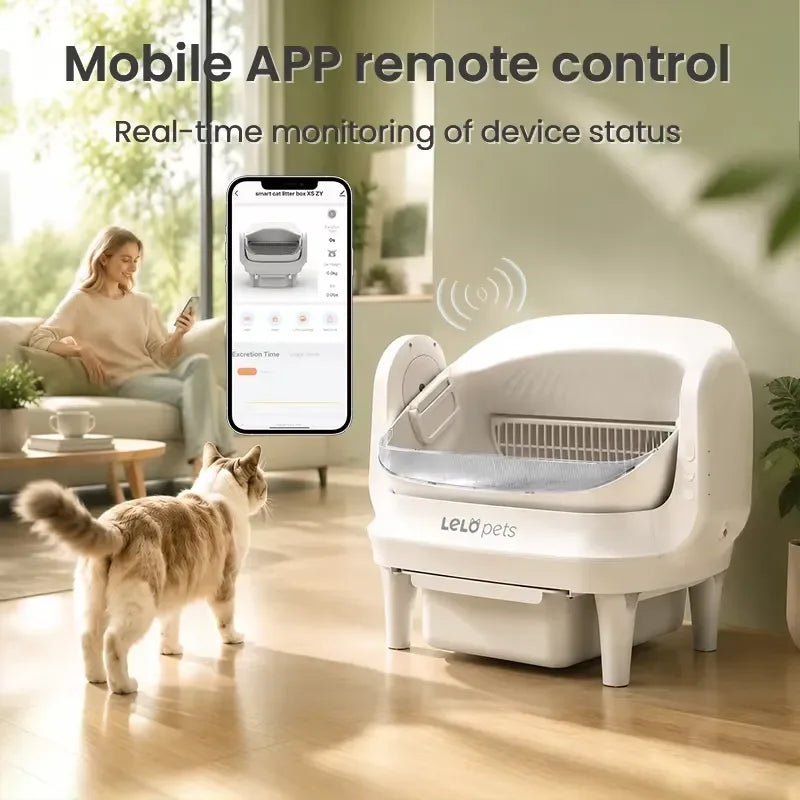 Arenero Automatico Para Gatos 65L App Caja De Arena Autolimpiante