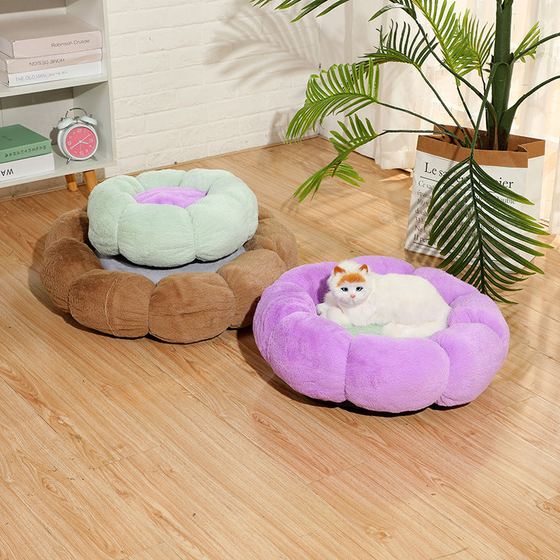 Cama Redonda de Peluche para Gatos — Cálida para Invierno