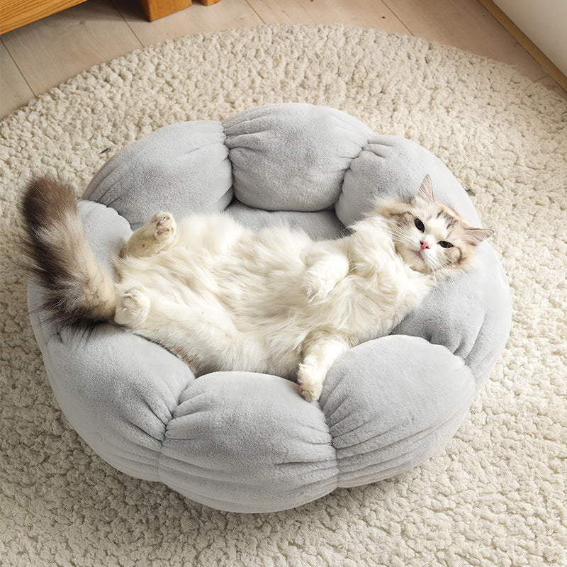 Cama Redonda de Peluche para Gatos — Cálida para Invierno