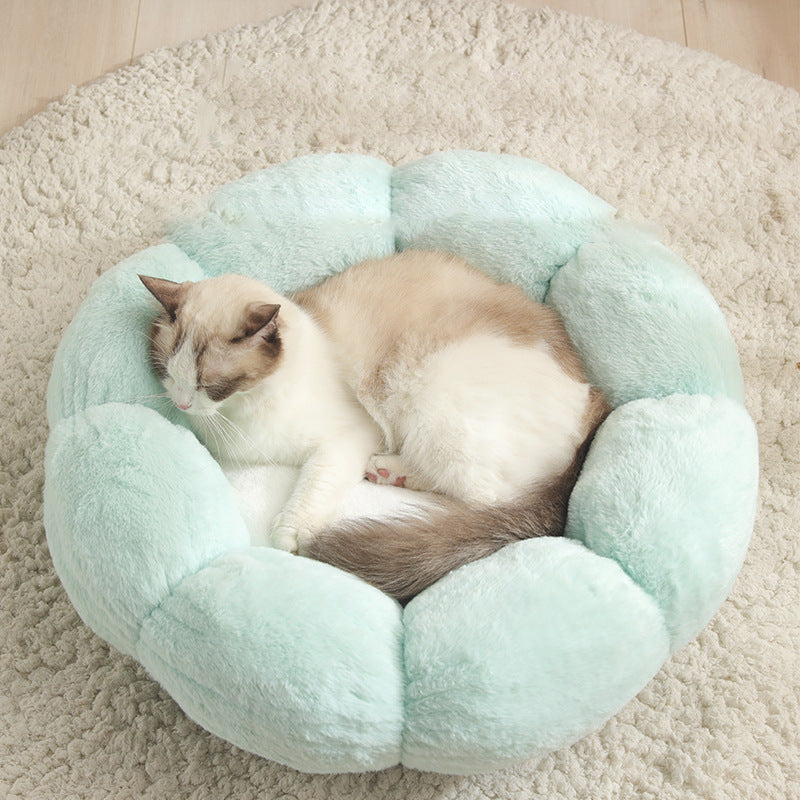 Cama Redonda de Peluche para Gatos — Cálida para Invierno