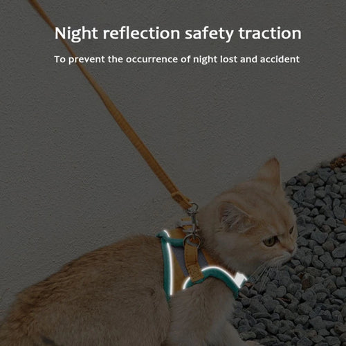 Arnés Ajustable para Gatos con Correa y Chaleco Reflectante