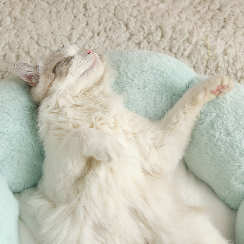Cama Redonda de Peluche para Gatos — Cálida para Invierno
